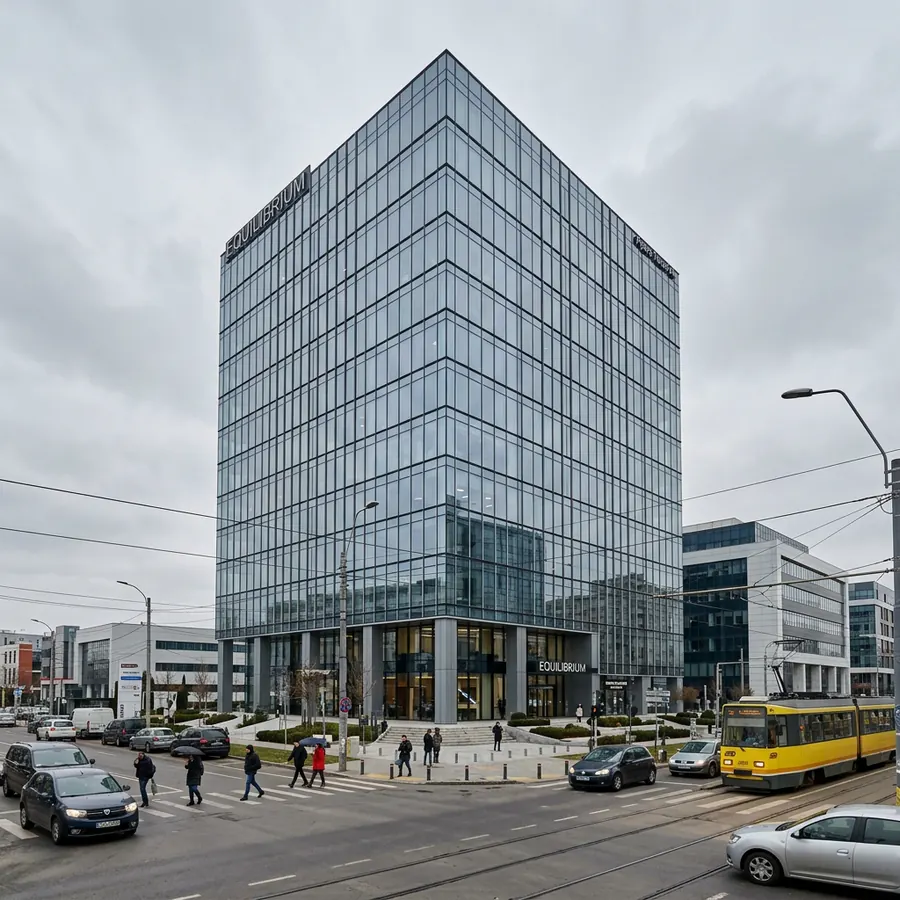 Spalare geamuri la inaltime cu alpinisti utilitari pe fatada de sticla